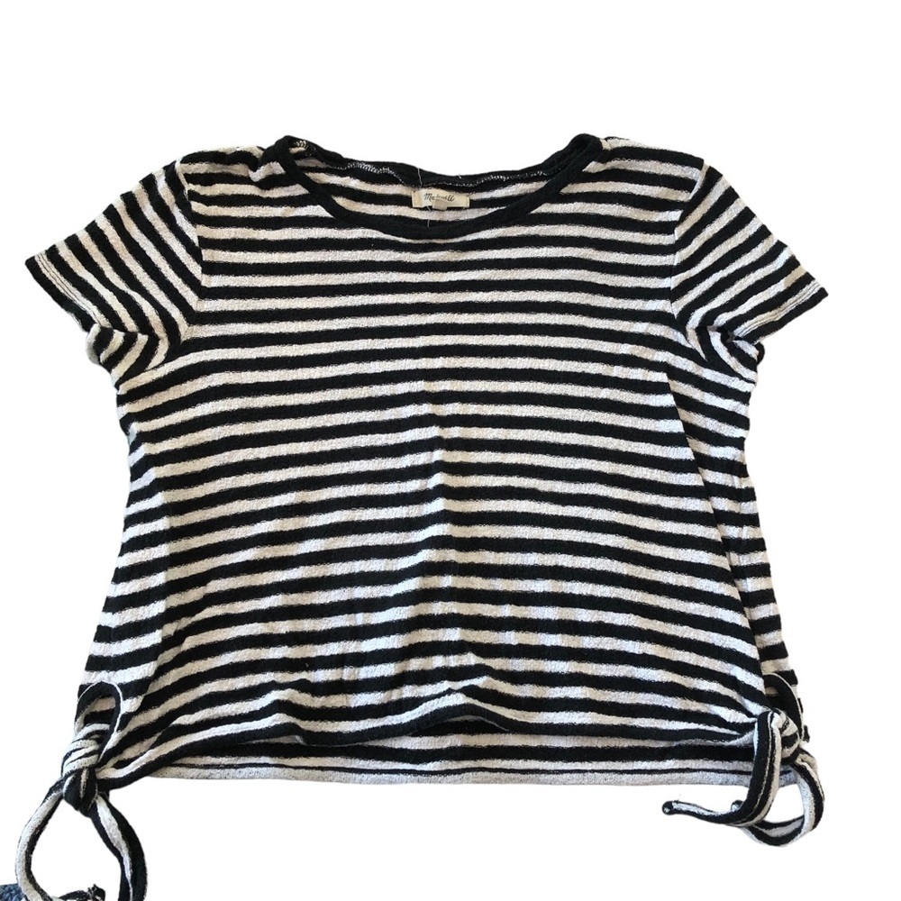 Madewell Terrycloth Tee, Black and White, Size Large